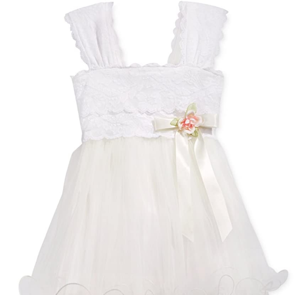 Bonnie Jean Girls Lace-Bodice Tulle Dress Sz 4t &5